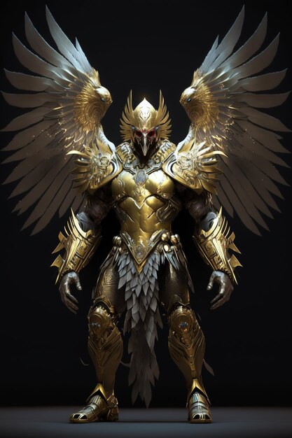 Eagle warrior in gold armor concept art Design generativo AI