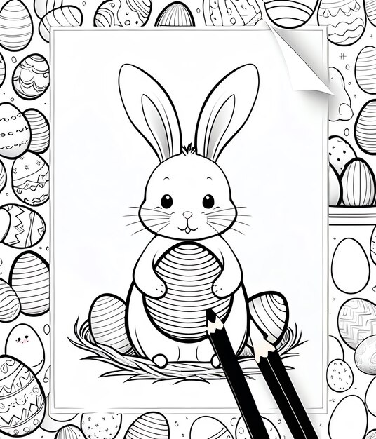 Easter coloring book sfondo coniglietto carino uova di Pasqua felice Pasqua coloring book