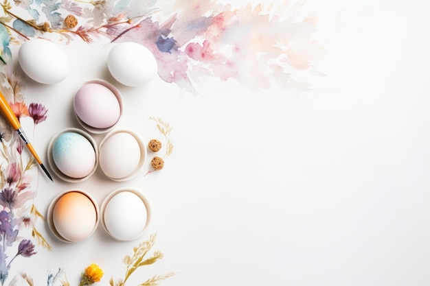 Easter Delight Vibrant Eggs Paint and Brush Unite in a Springinspired Flat Lay
