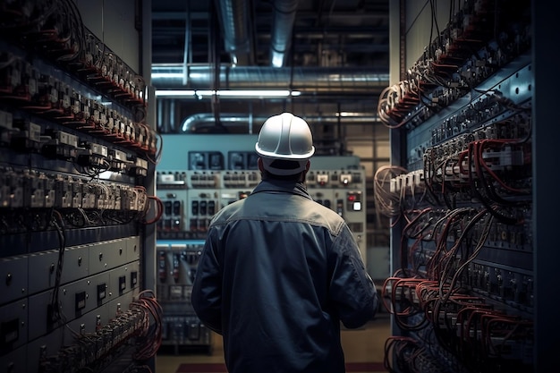 Eccellenza ingegneristica Catturare il lavoro di un ingegnere elettrico nella centrale elettrica generativa di Ai