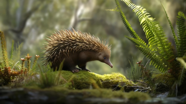 Echidna ultrarealista nella boscaglia australiana