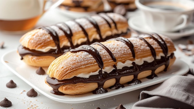 Eclairs con ripieno di cioccolato