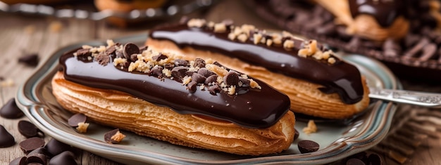 Eclairs con ripieno di cioccolato