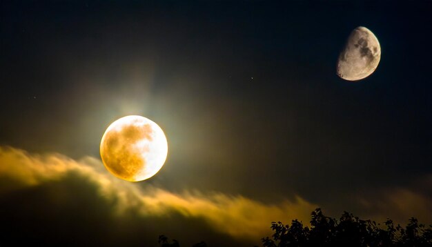 Eclipse Super luna piena Superluna llena Eclipse de luna Super luna piena luminosa con buio