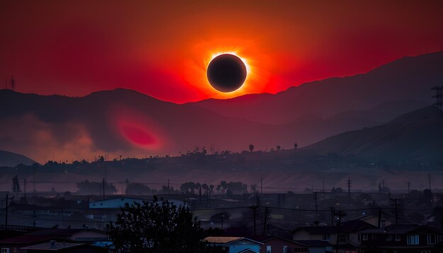 Eclissi solare notturna illustrazione 3D sfondo spaziale