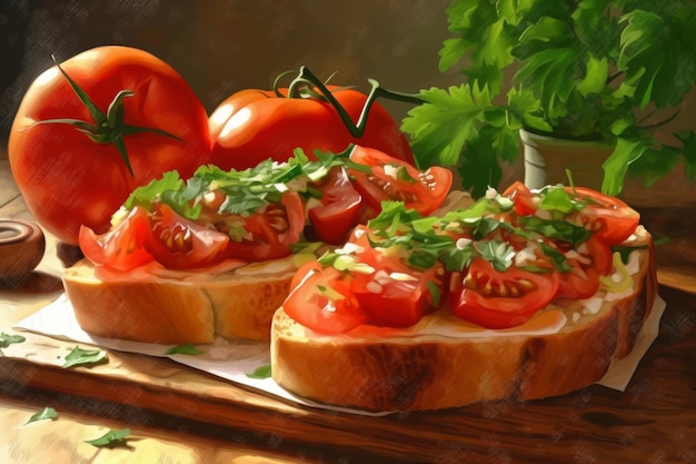 Eco bruschetta pomodoro Genera Ai