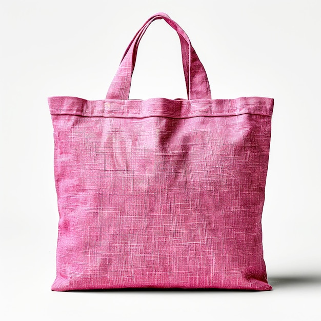 Eco Friendly Pink Canvas Tote Bag su sfondo bianco Modello di progettazione per Mockup AI generato