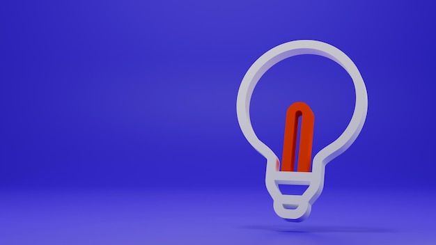 Eco lampadina icona minima Simbolo nel rendering 3D isolato su sfondo viola blu