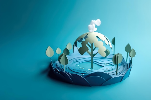 Ecologia e giornata mondiale dell'acqua Risparmiare acqua e mondo Giorno dell'ambiente Protezione ambientale e risparmio dell'acqua della terra Creato con AI generativa