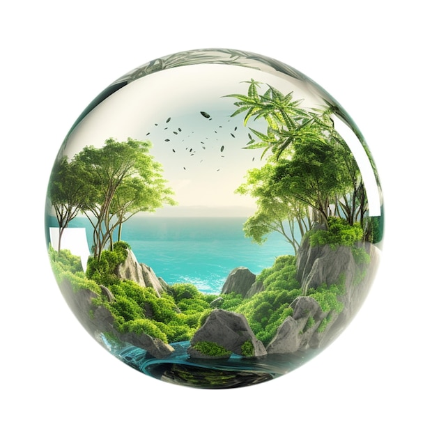 Ecologia e paesaggi di viaggio nel bicchiere a sfera