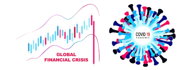 Economia mondiale e concetto di virus corona. L'impatto del coronavirus in borsa.