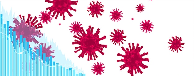 Economia mondiale e concetto di virus corona. L'impatto del coronavirus in borsa.