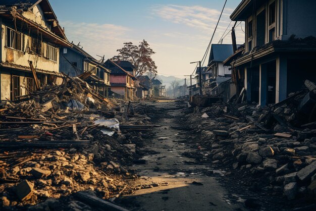 Edifici distrutti dopo il terremoto