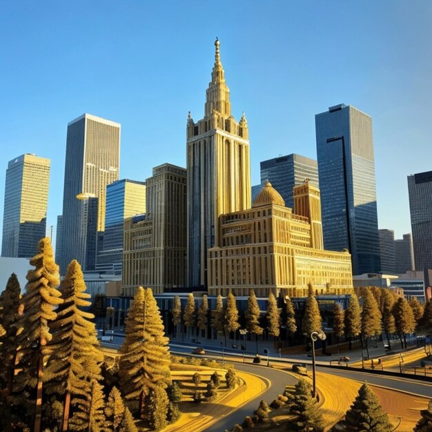 edificio città torre urbana ai generato