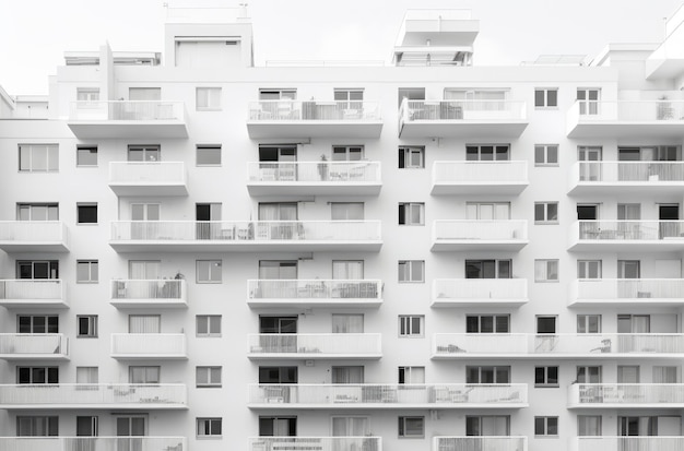 Edificio di appartamenti bianco con finestre