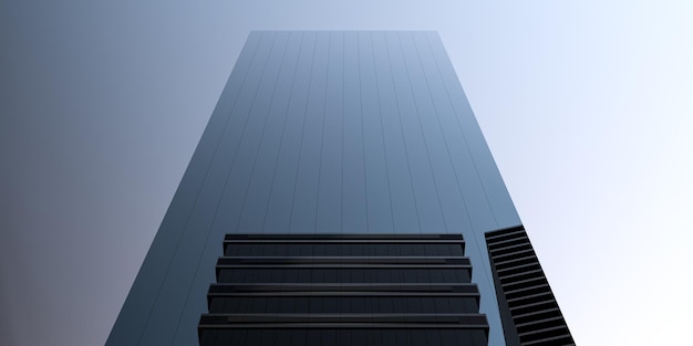 Edificio in vetro a più piani con riflessione Casa di vetro o centro affari Moderno ufficio cittadino multipiano con vista dall'alto 3D rendering