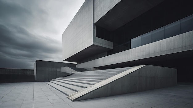 Edificio moderno grigio realizzato in cemento