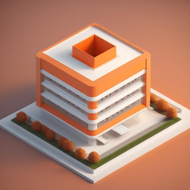 Edificio per uffici 3D generato dall'intelligenza artificiale