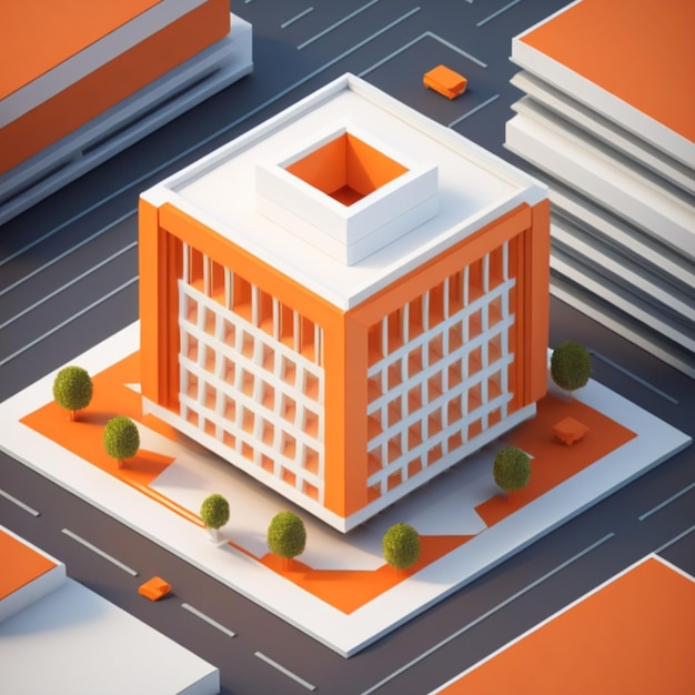 Edificio per uffici 3D generato dall'intelligenza artificiale