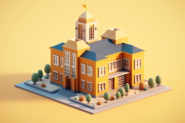 edificio scolastico 3d