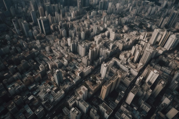 Edificio urbano business top architettura grattacielo vista città aerea strada IA generativa