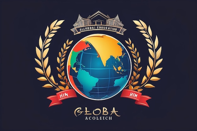 Educazione globale colorata mira a lui emblema accademico logo design per scuola college università