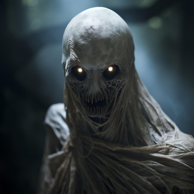 Eerie Wraith Creature con occhi spaventosi Unreal Engine 8k Render
