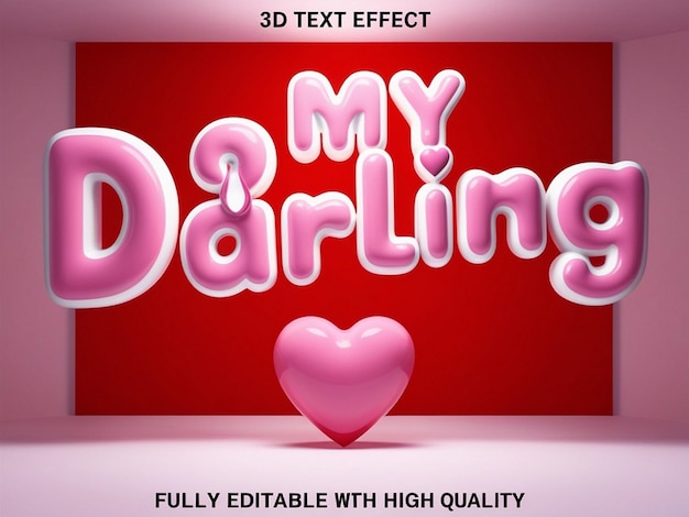 Efek teks 3D bisa diedit dalam gaya hari kasih sayang yang sepenuhnya bisa diedit