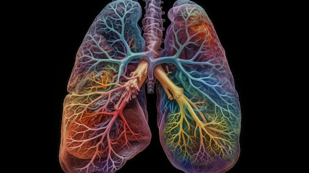 Effetti del fumo sui polmoni umani Illustrazione che rappresenta la Giornata mondiale senza tabacco Generative AI