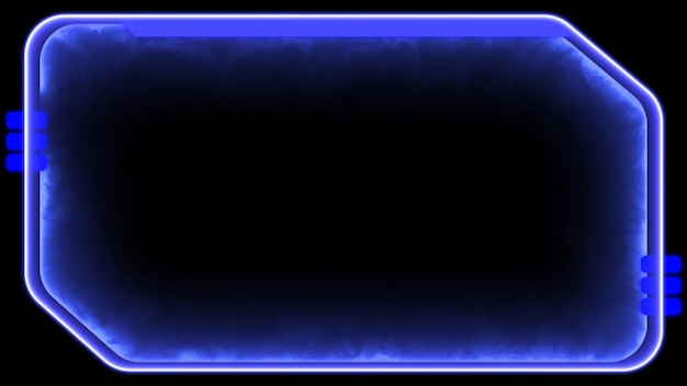 Effetto di cornice di gioco al neon forma quadrata luminosa con sfondo nero a loop