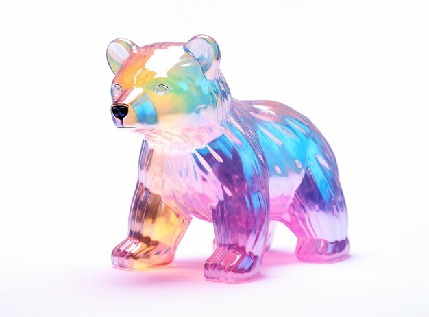 Effetto di spettroscopia holografica dell'orso arcobaleno di vetro traslucido