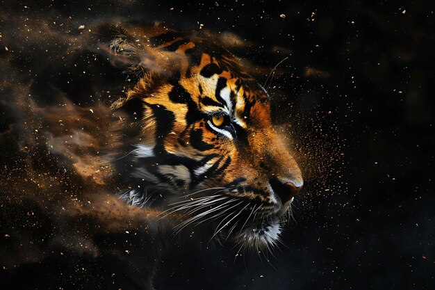 Effetto di striscia di polvere dell'occhio di tigre con una striscia marrone e effetto di tigre FX Texture Film Filter BG Art
