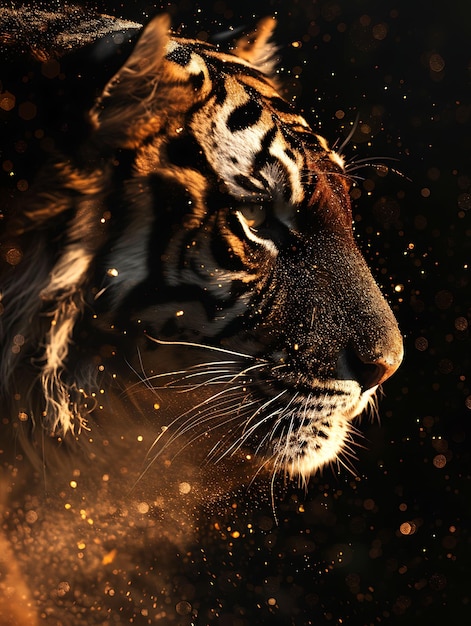 Effetto di striscia di polvere dell'occhio di tigre con una striscia marrone e effetto di tigre FX Texture Film Filter BG Art