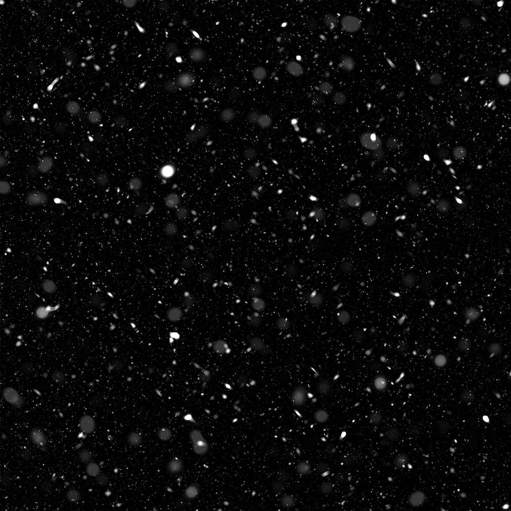 Foto effetto texture neve bianca naturale isolata su sfondo nero notte
