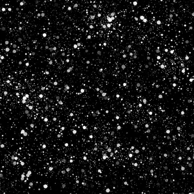 Effetto texture neve bianca naturale isolata su sfondo nero notte