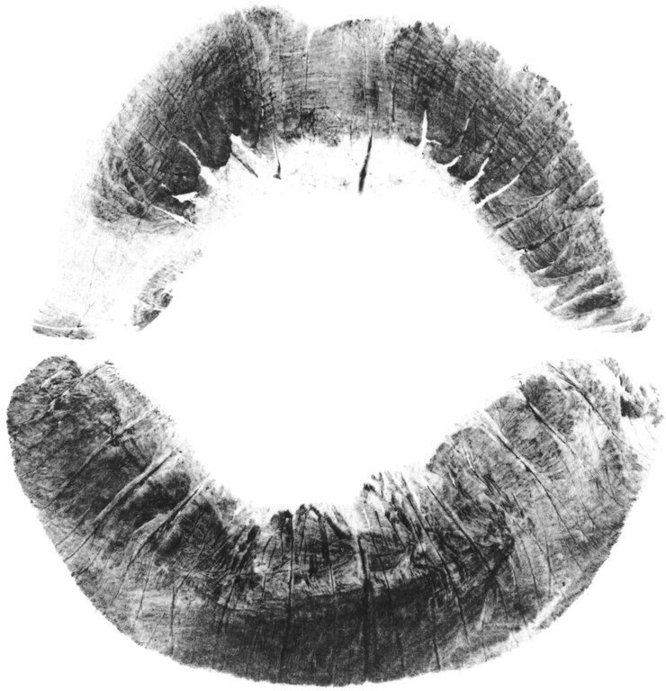 Foto effetto traccia delle labbra usurate