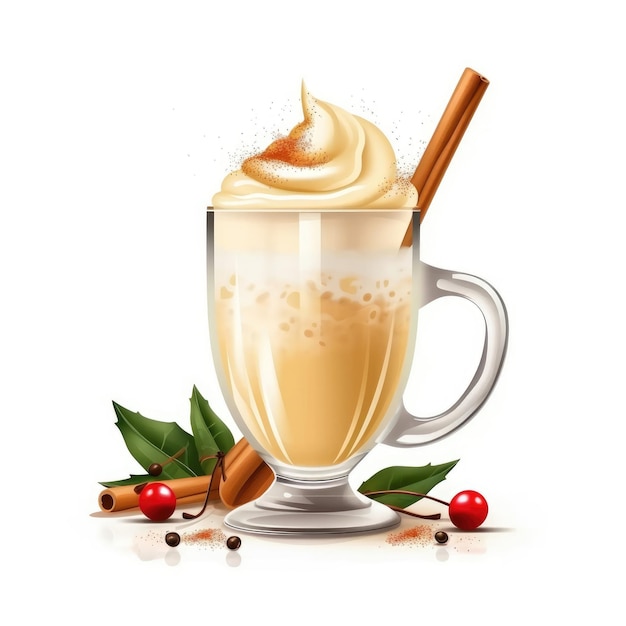 Egg Nog Cocktail isolato su bianco come illustrazione AI generativa