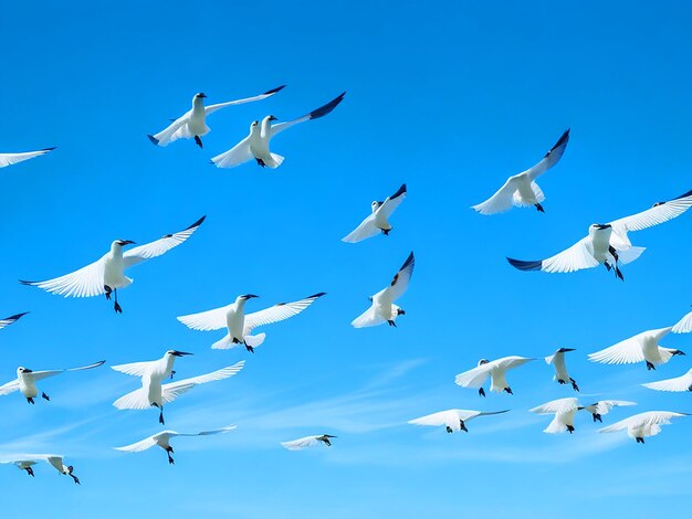 Egretta gazette uccelli che volano in fila nel cielo