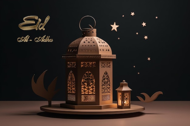 Eid Al Adha Banner Design Sfondo arabo islamico per il festival della comunità musulmana Festa musulmana Ramadan Raya Hari EidalAdha e Mawlid Generative AI