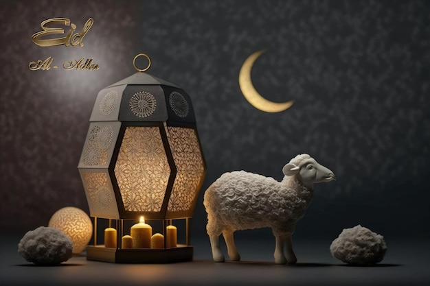 Eid Al Adha Banner Design Sfondo arabo islamico per il festival della comunità musulmana Festa musulmana Ramadan Raya Hari EidalAdha e Mawlid Generative AI