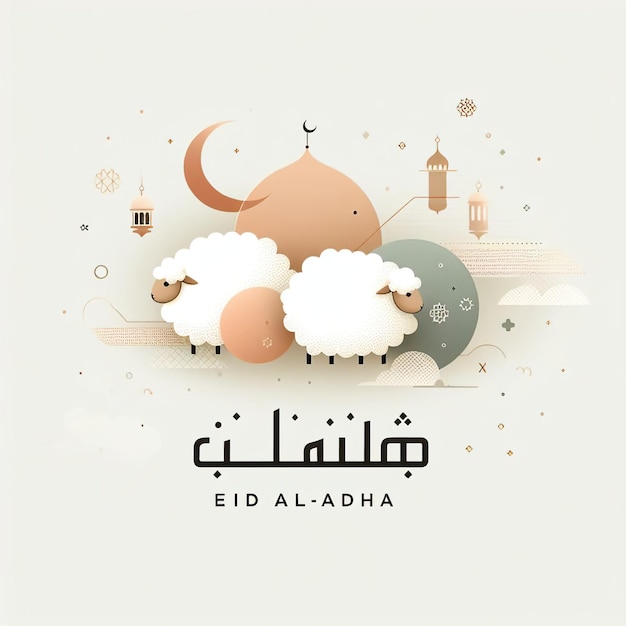 Eid al adha con un gruppo di design di agnello