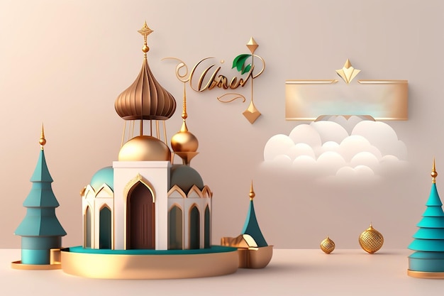 Eid al adha decorazione islamica display podium ai generato