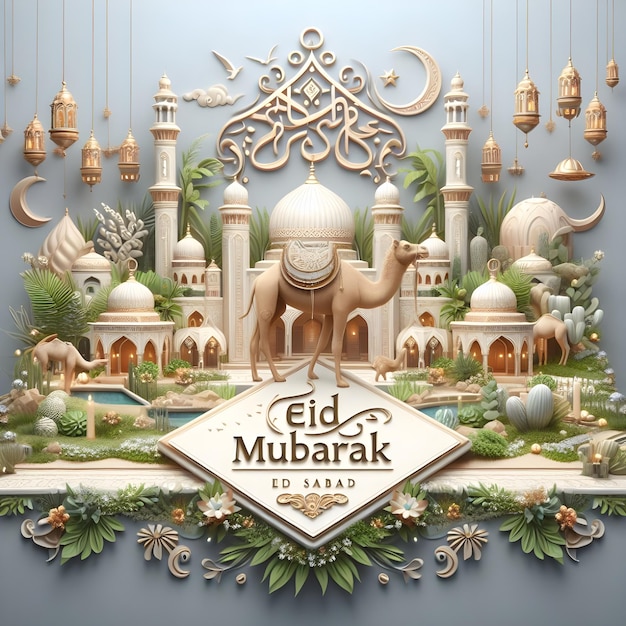 Eid Al Adha Eid Mubarak Progettazione della carta di auguri