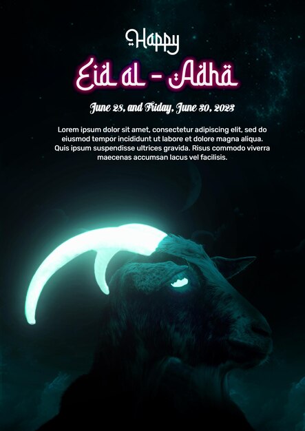 eid al adha immagine con una capra gost