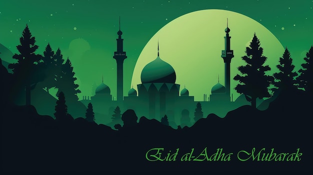 Eid Al Adha Saluti poster sfondo verde
