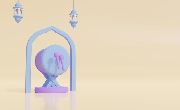 eid al fitr e eid al adha illustrazione 3d con spazio di copia idul fitri e idul adha