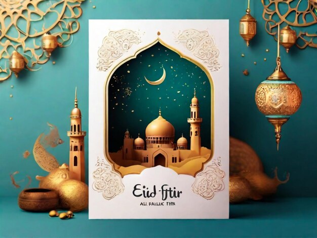 Eid Al Fitr mubarak Poster orizzontale intestazione della carta di auguri per il sito web