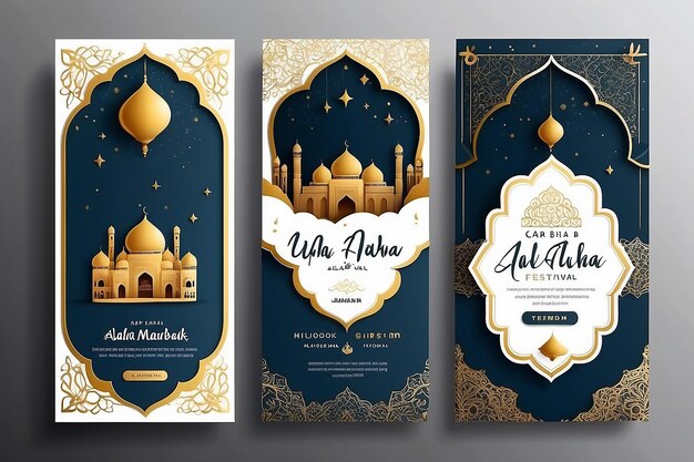 Eid alAdha Mubarak Festival Islamico Template di storie Instagram e Facebook