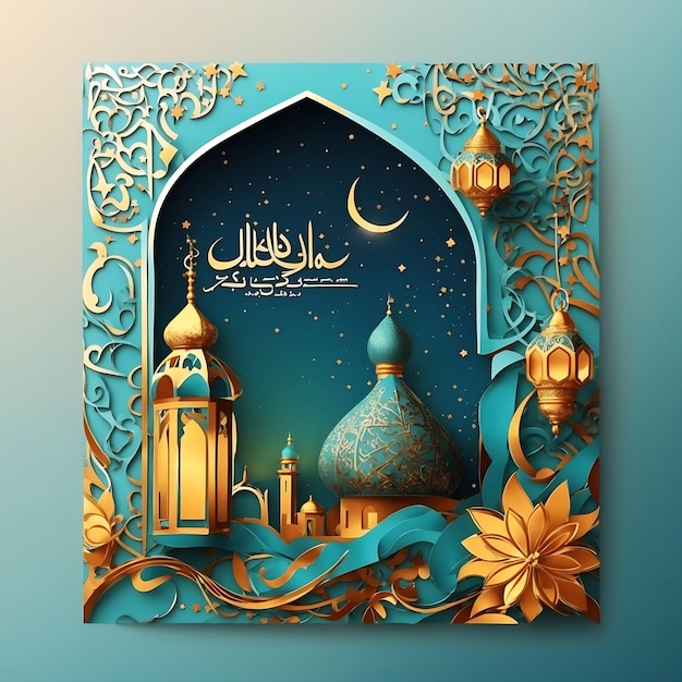 Eid Mubarak Card Ramadan Kareem Mubarak Eid Card Generative Ai