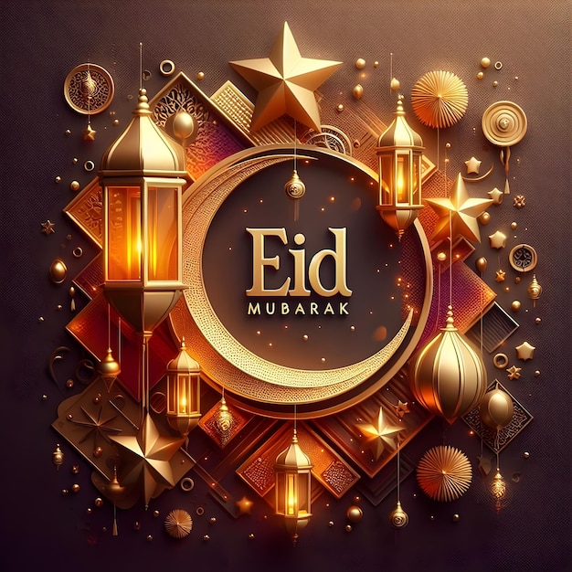 Eid Mubarak design a tema islamico con motivi floreali per la celebrazione di Ramadan e Eid Fitri come sfondo banner creato con AI image Generative